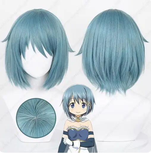 

Anime Miki Sayaka Cosplay Wig 30cm Blue Gray Short Hair Heat Resistant Synthetic Wigs