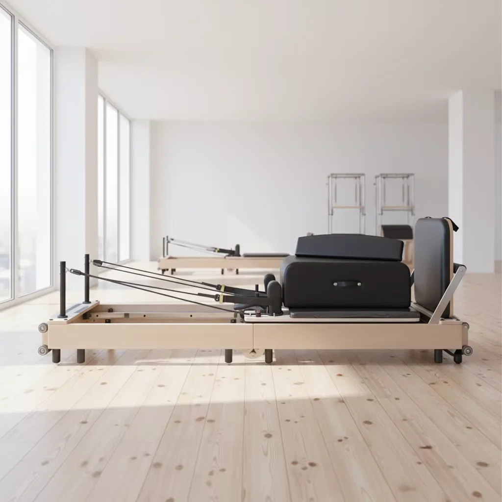 

Foldable Maple Wood Pilates Reformers for Gym&Pilates Studio Commercial Use