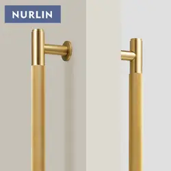 Nurlin Brass Door Double Single Sided Knurled Pull Bar Wood Gate Glass Door Shower Room Kitchen Appliance Matt Gold Black Bronze