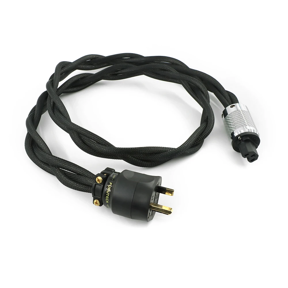 Audiophile AC HiFi Audio Power Cable Silver Plated 8N OCC Main Cord with UK/ EU/ US/ AU/ Plug