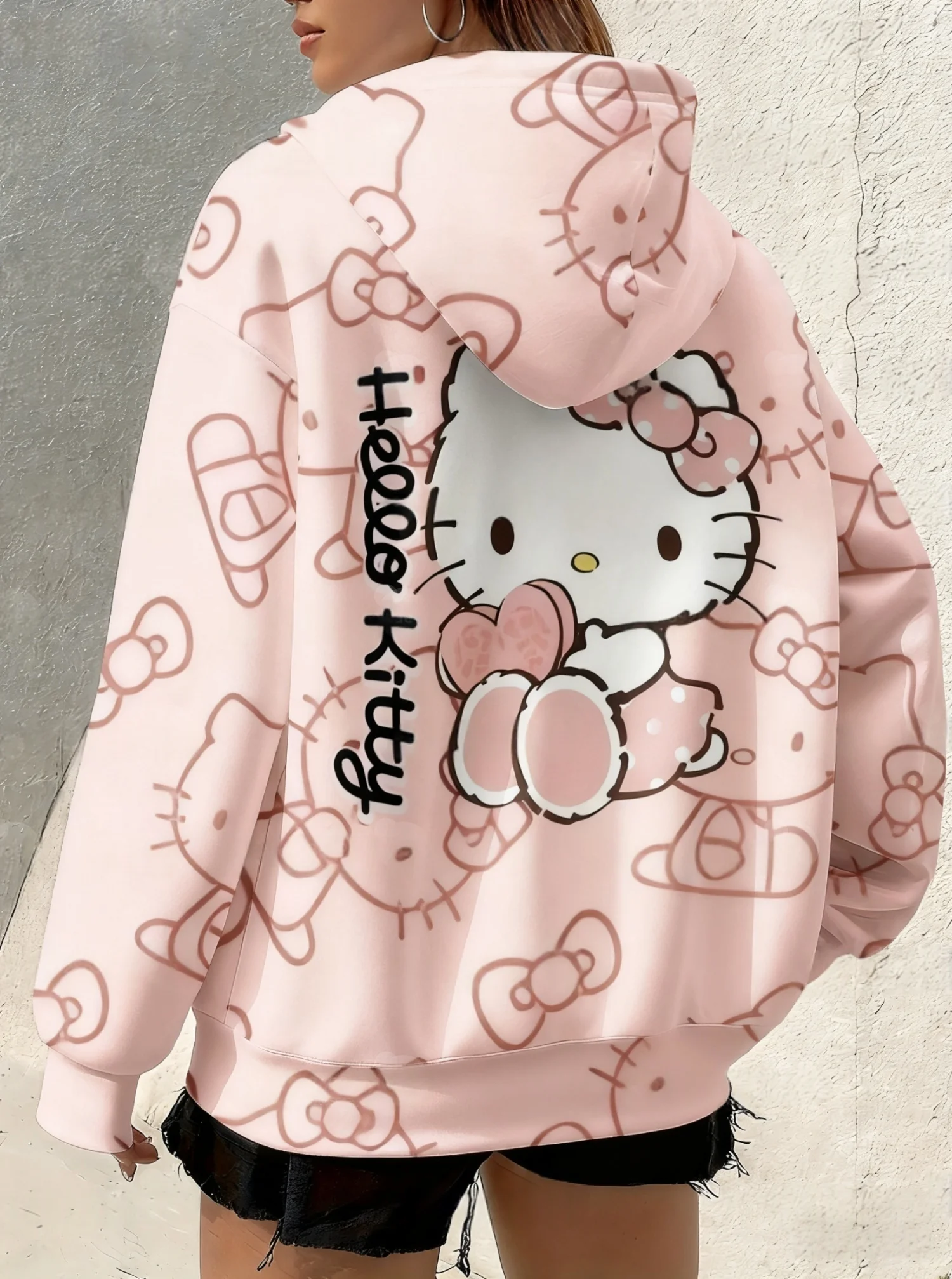 

Hello Kitty 3D Printed Outdoor Hoodie, Long-sleeved Coat for Both Men and Women, Adults and Children, Parent-child Sweatshirt