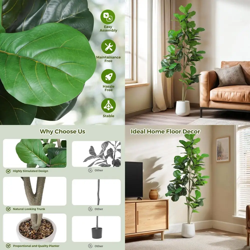

Faux Lemon Trees with White Planters - Ideal for Home, Office, and Living Room Decor, Perfect Housewarming Gift