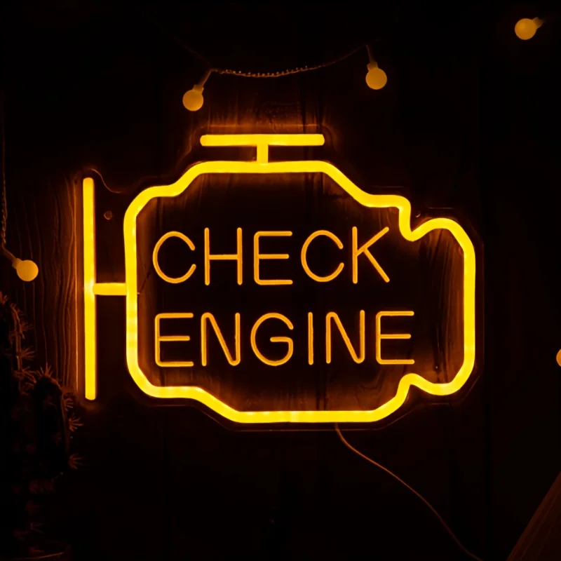 Check Engine Letter Neon Light, for Wedding, Engagement Party, Bedroom Decor, Multipurpose Decorative Wall Mounted Lights