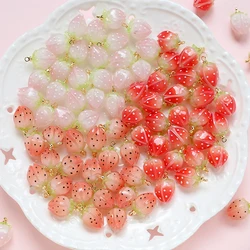 4pcs Ins Lovely Strawberry Heat Shrinkable Resin Pendant DIY Handmade Jewelry Necklace Earrings Accessories Materials Charms