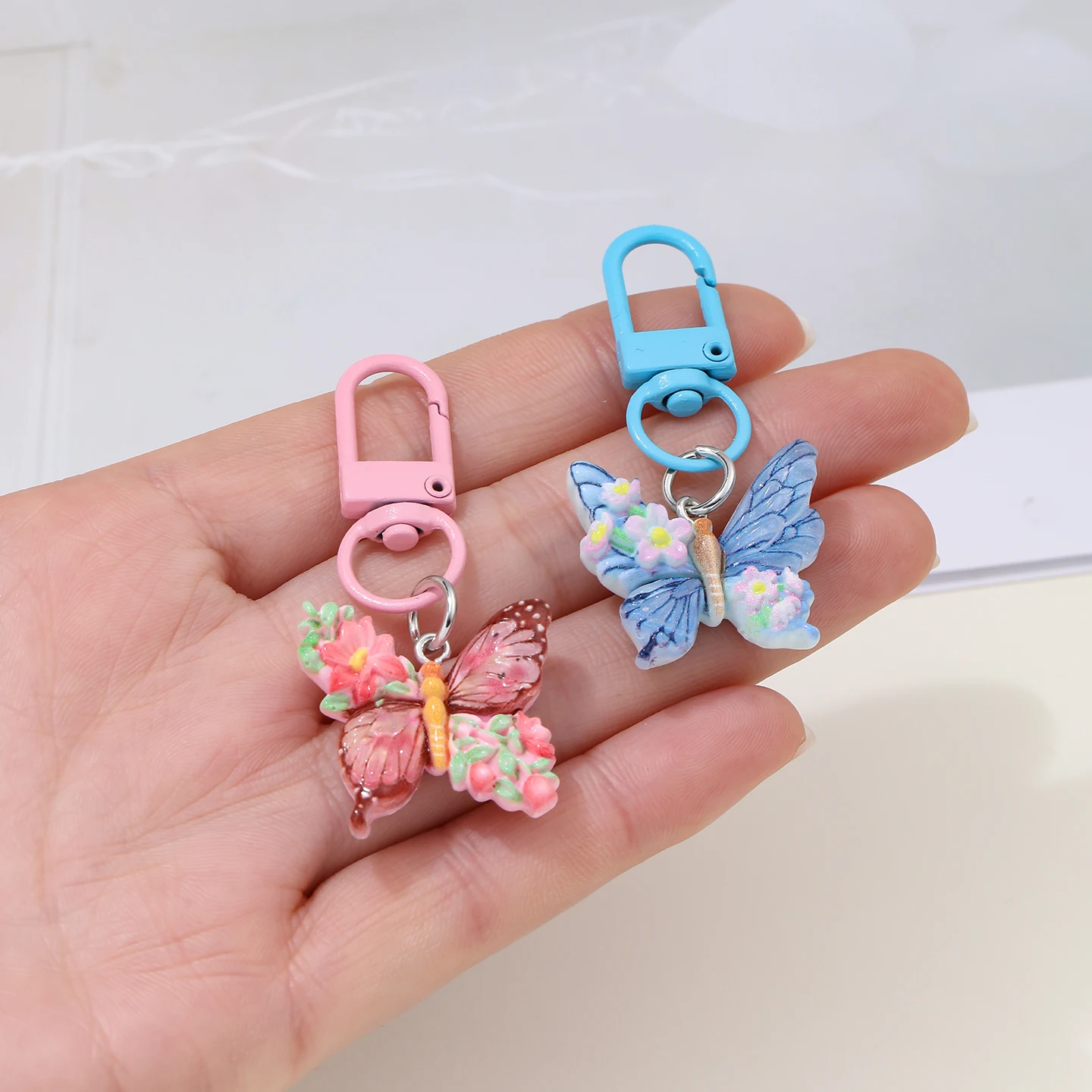 Colorful Butterfly Keychain Oil Painting Pendant, Creative Gift