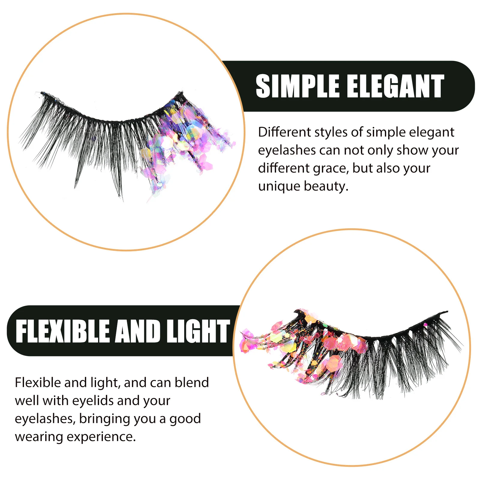 Extensions de faux cils naturels, avec paillettes colorées artificielles, pour Halloween, noël, maquillage Cosplay