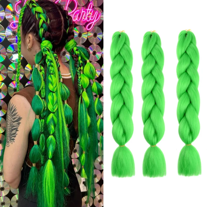 Zielone doczepy do warkoczy 24 cale syntetyczne jumbo crochet twist warkocze do zaplatania box twist doczepy do włosów