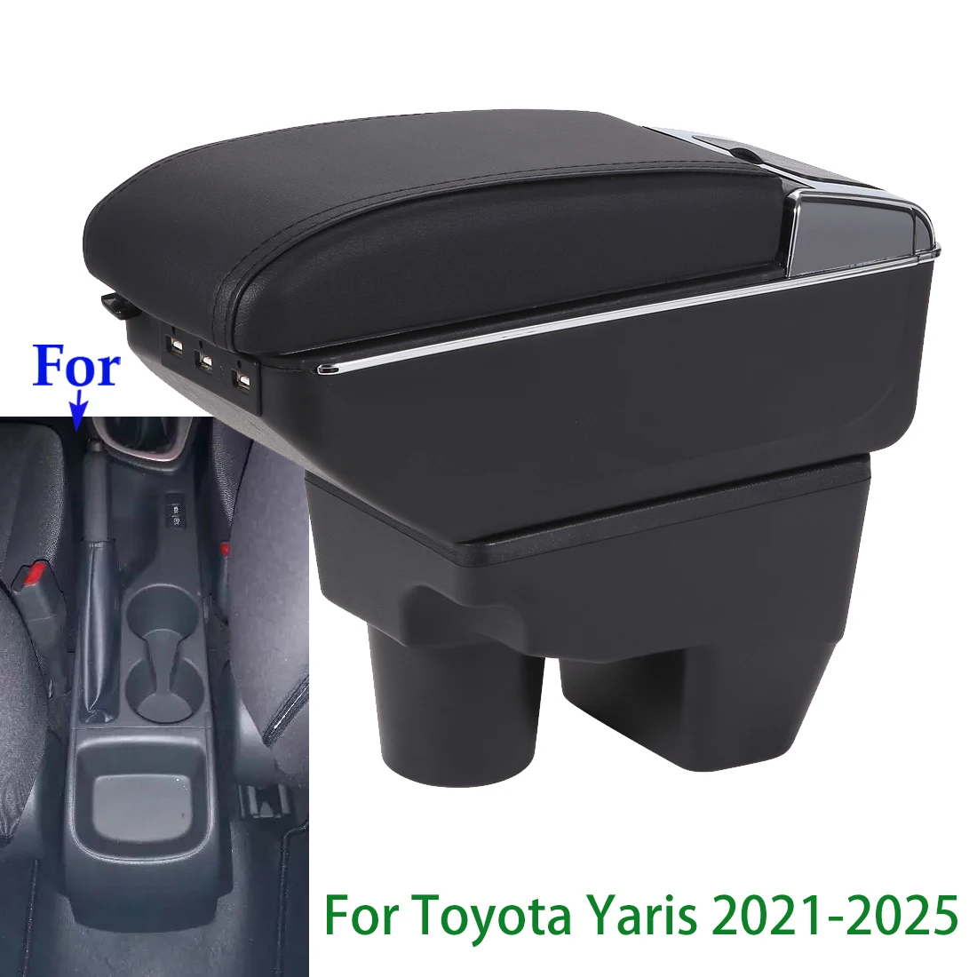 

For Toyota Yaris Armrest Box For Toyota Yaris Elegant GR Car Armrest auto Storage Box Retrofit parts Car Accessories 20021-2025