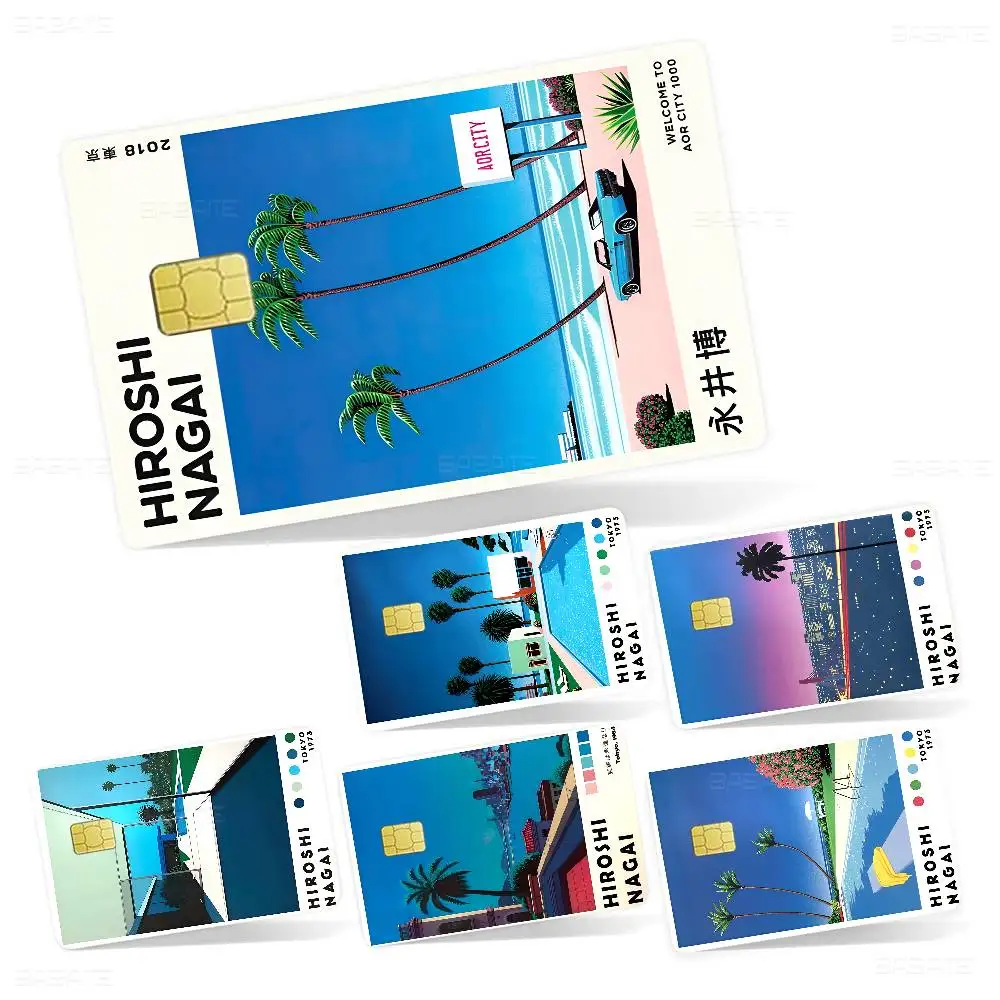 Hiroshi Nagai Vaporwave Japan Beach City Summer Various Anime Bank Credit Decoration Waterproof Stickers Collection Toys Gifts