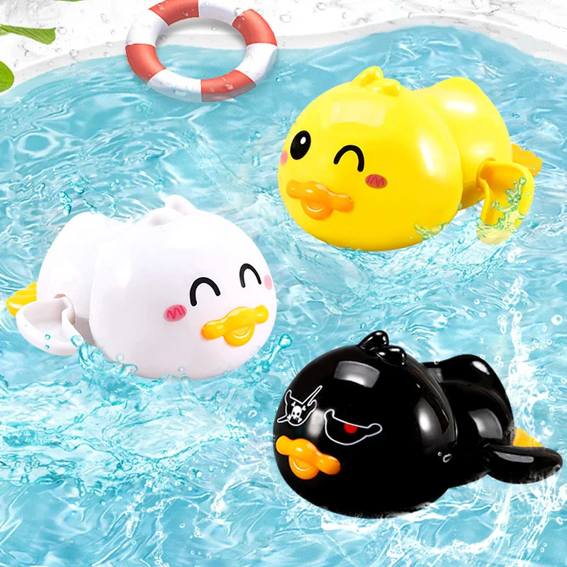 Summer Bath Toys Cartoon Animal Swimming Bathing Ducks Water Play Game Chain Clockwork Water Shower Toys for Baby 0 24 Months