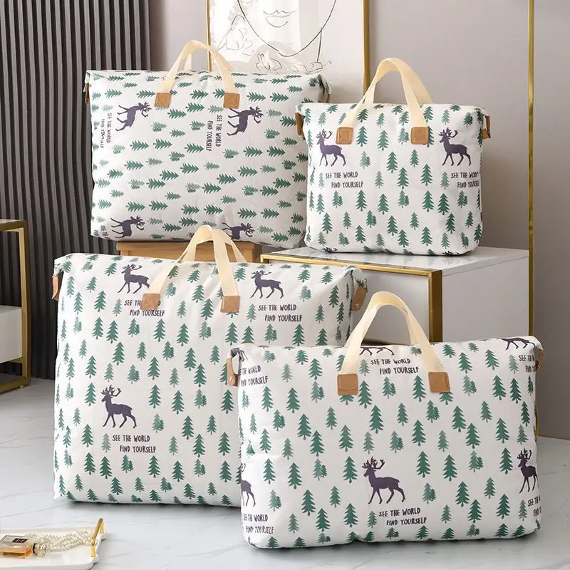 حقيبة تخزين ذات سعة كبيرة - منظم منزلي ثلاثي الأبعاد للفراش والملابس، حقيبة محمولة مقاومة للماء للتنقل/الرياضيات/المدرسة