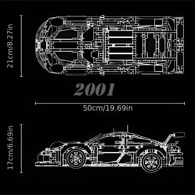 Technologie racewagen bouwstenen set - modelkit voor kinderen/volwassenen verzamelbaar verjaardagscadeau.
