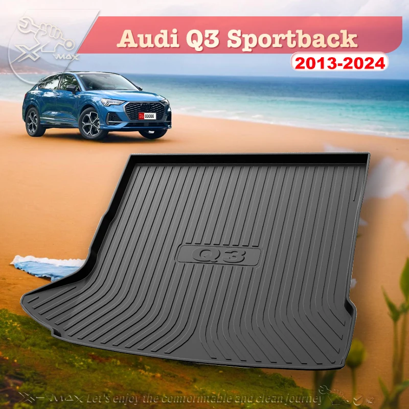 

Коврик для багажника автомобиля Audi Q3 Sportback 2013-2024, всесезонный черный грузовой коврик 3D формы, лазерные измерения, подкладки для багажника