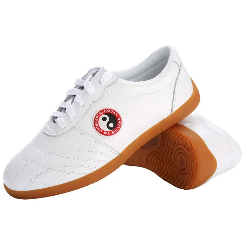 Pelle bovina Tai-Chi Scarpe In Vera Pelle Morbida Scarpe Scarpe Scarpe Kung Fu Arti Marziali Scarpa Da Tennis di Sport di Formazione Calzature Rosso Bianco Nero