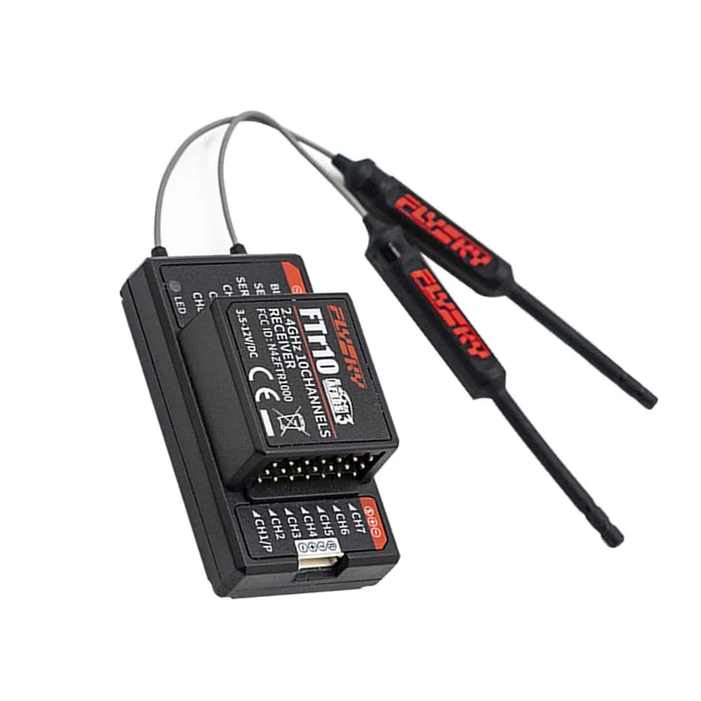 FlySky FTr10 Receiver 2.4G 10CH Two-Way Dual Antenna for Airplane glider helicopter multi-axis aircraft Flysky PL18 transmitter