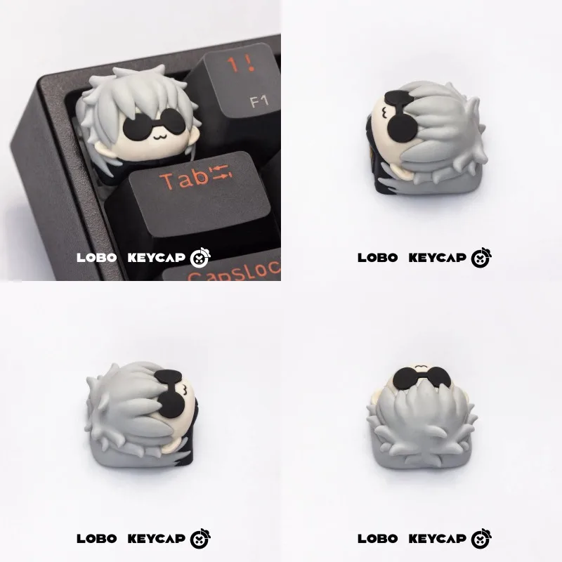 Jujutsu Kaisen Gojo Satoru Anime Keycaps Custom Resin Cute Artisan Keycaps Mechanical Keyboard Desktop Ornament Gift Collectible