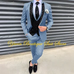 Homens de luxo diamantes Blazer colete e calças terno, brilhante Blazer, um botão, Notch Lapel, Formal Prom, casamento, noivo, 3 peça