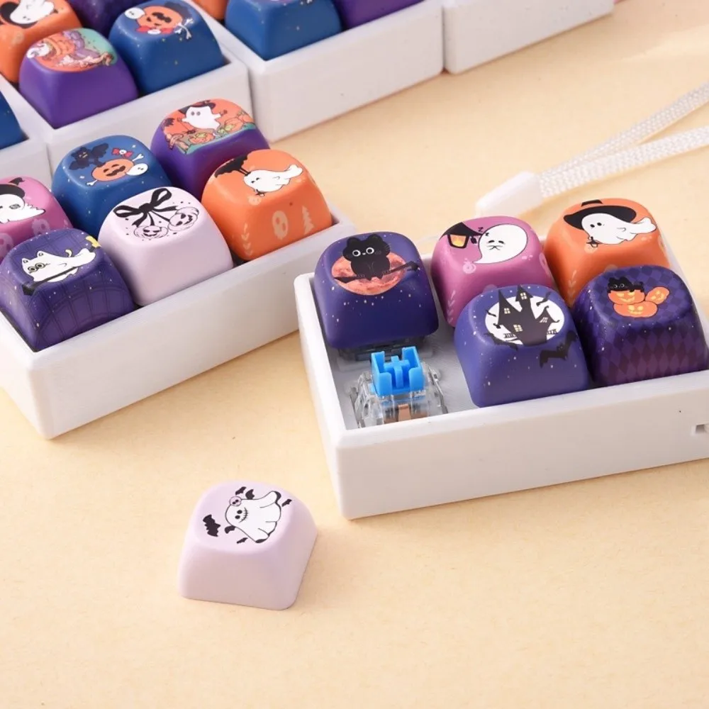 6 Key Fidget Clicker Keychain Cute Shape Creative Design Keyboard Shape Fidget Pressing Mechanism Kawaii Finger Keyboard Pendant