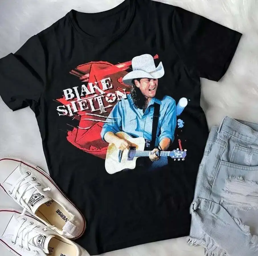 Hot Blake Shelton Live In Tour Cotton Black Full Size Men Women Shirt AA1404