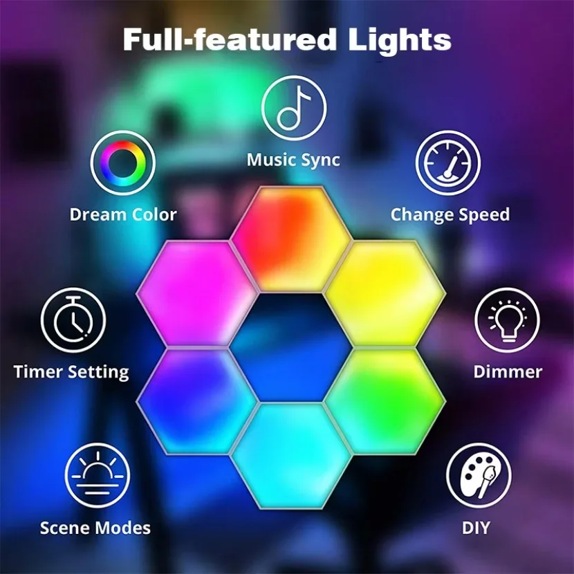 Tuya Quantum Lamp Smart App RGB Remote Control Touch Led Esports Atmosphere Light Background Wall Bedroom DIY Decor Wall Lamp