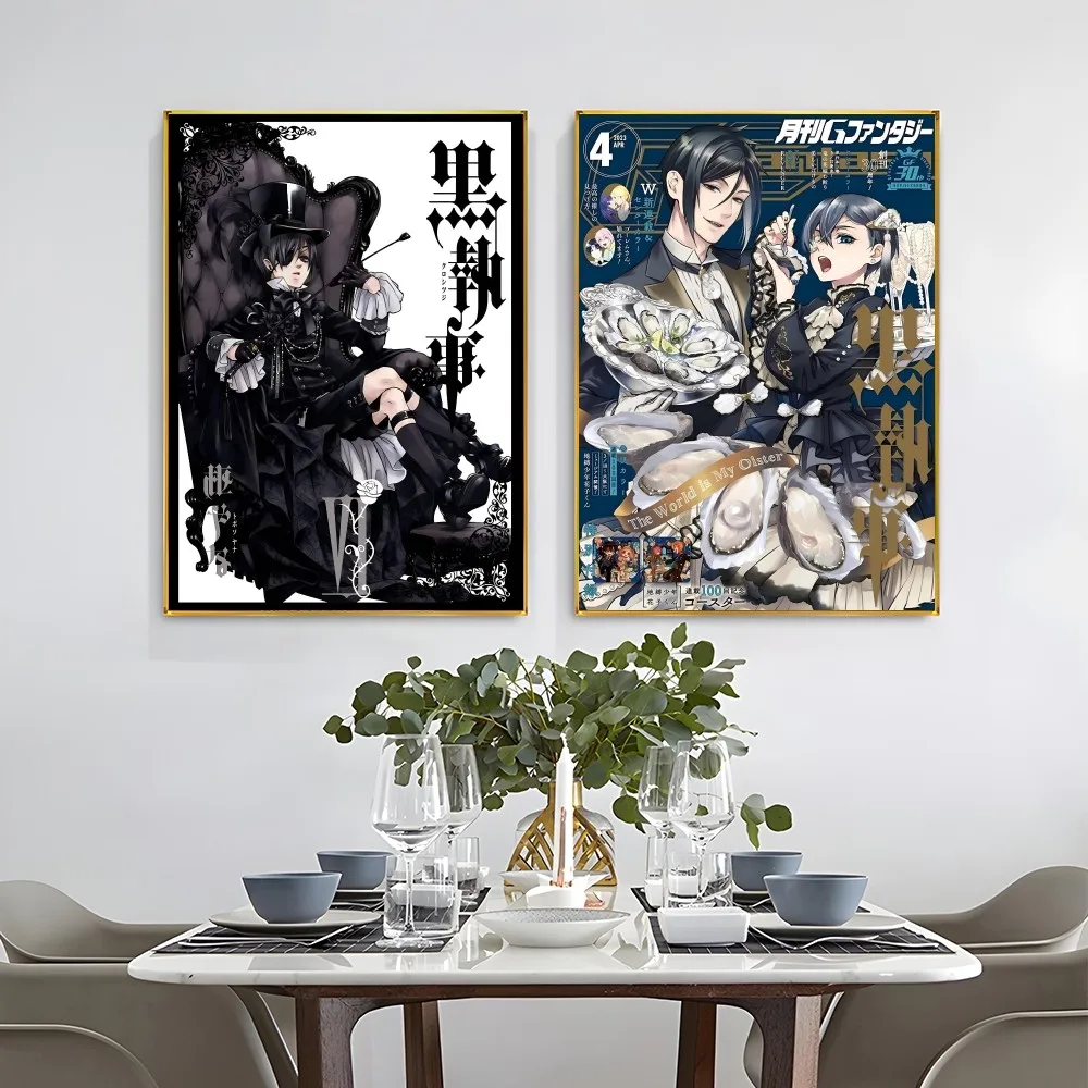 1PC Black Butler. Poster autoadesivo Art adesivo di carta impermeabile Coffee House Bar Room Wall Decor