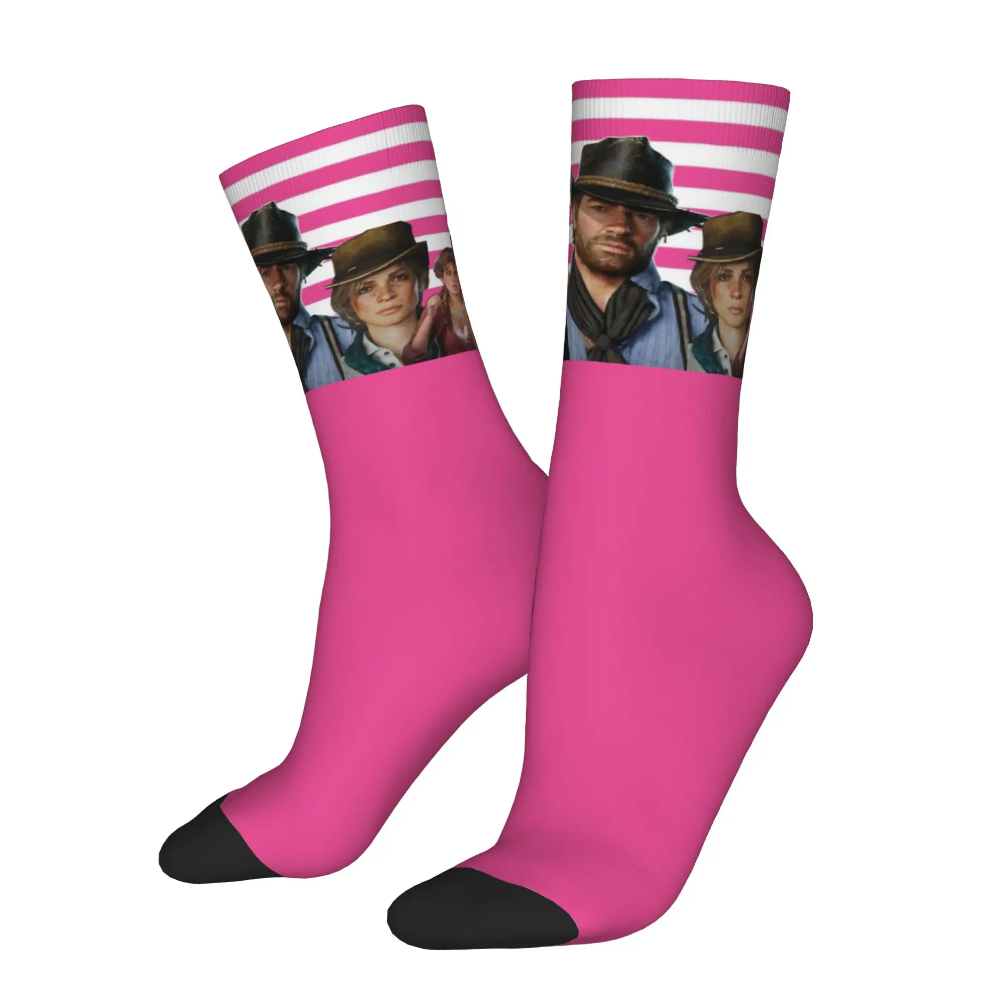 Casual Red Dead Redemption Basketball Socks John Jack Arthur Polyester Middle Tube Socks for Unisex Non-slip
