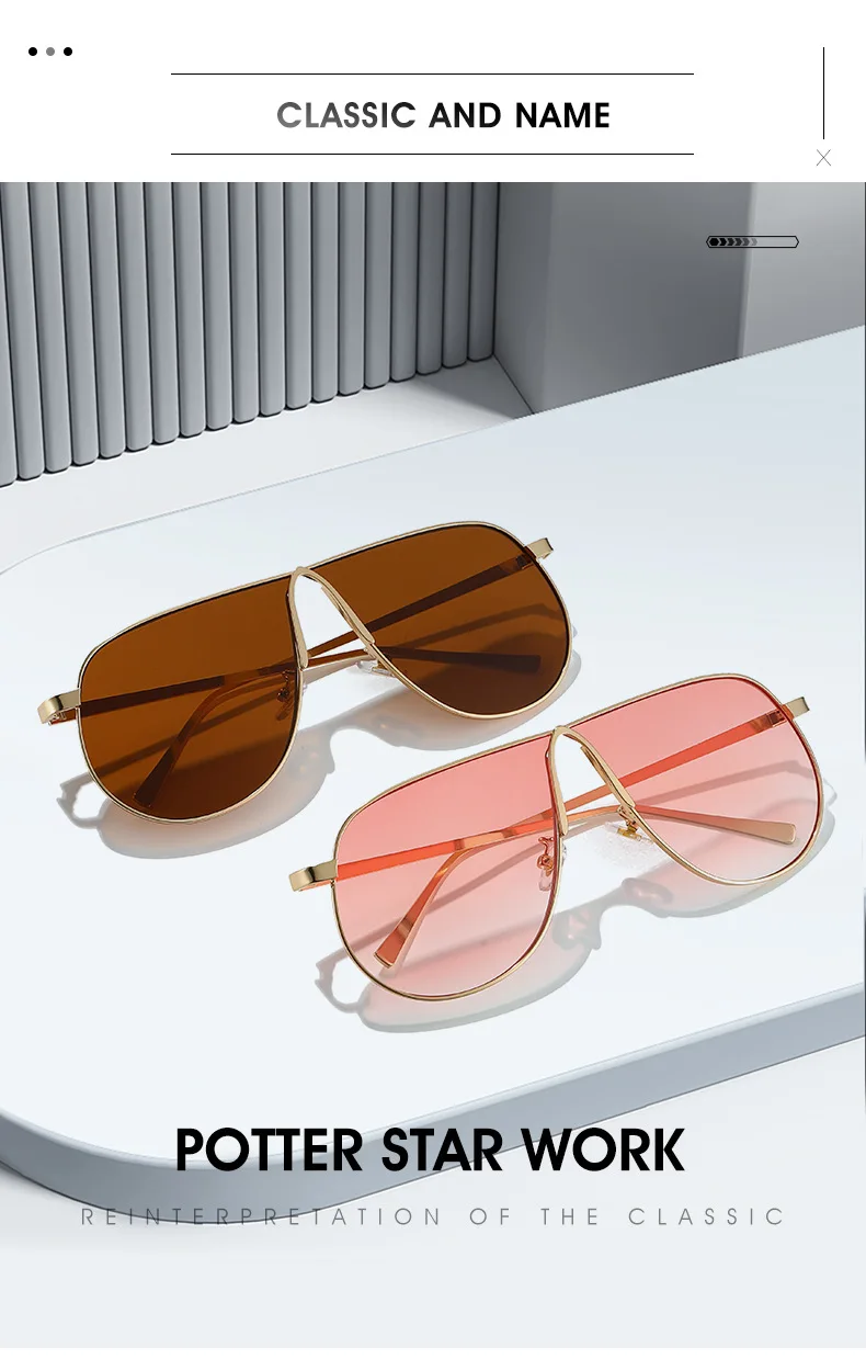 Neue Modische Sonnenbrillen für Damen und Herren Übergroße Piloten-Sonnenbrillen UV400 Metall-Brillen Markendesigner-Shades – Detail 2
