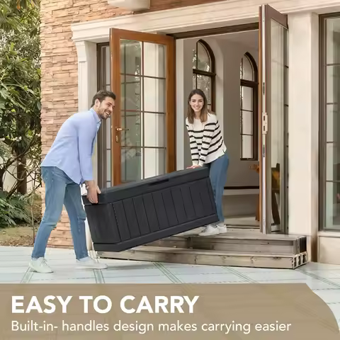 85 Gallon Deck Box Lockable Resin Outdoor Storage Box waterproof Outdoor Container for Patio Furniture Cushions,, Customized