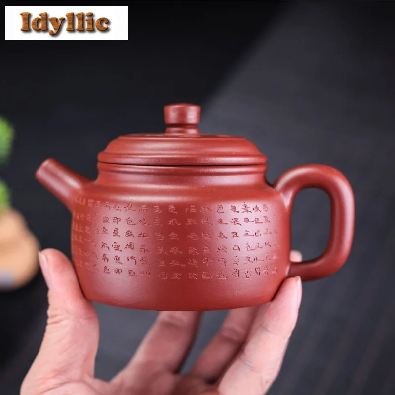 

240ml Creative Yixing Purple Clay Teapots Handmade De Zhong Pot Raw Ore Dahongpao Mud Kettle With Infuser Chinese Zisha Tea Set