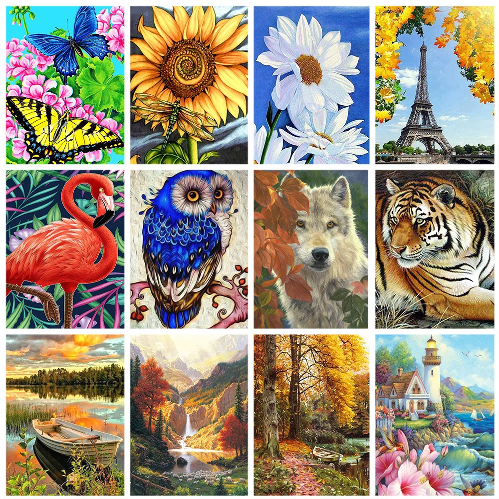 

Miaodu New DIY 5D Diamond Painting Tree Full Round Mosaic Landscape Flower Animal Diamond Embroidery Art Rhinestone Home Decor