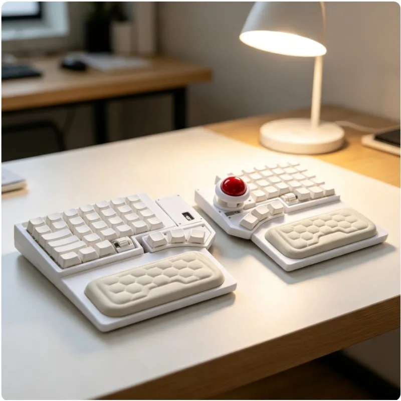Customized CCK-BALL Split Keyboard with Adjustable Angle and Split Trackball Keyboard with Scroll Wheel ZMK for Gaming Work
