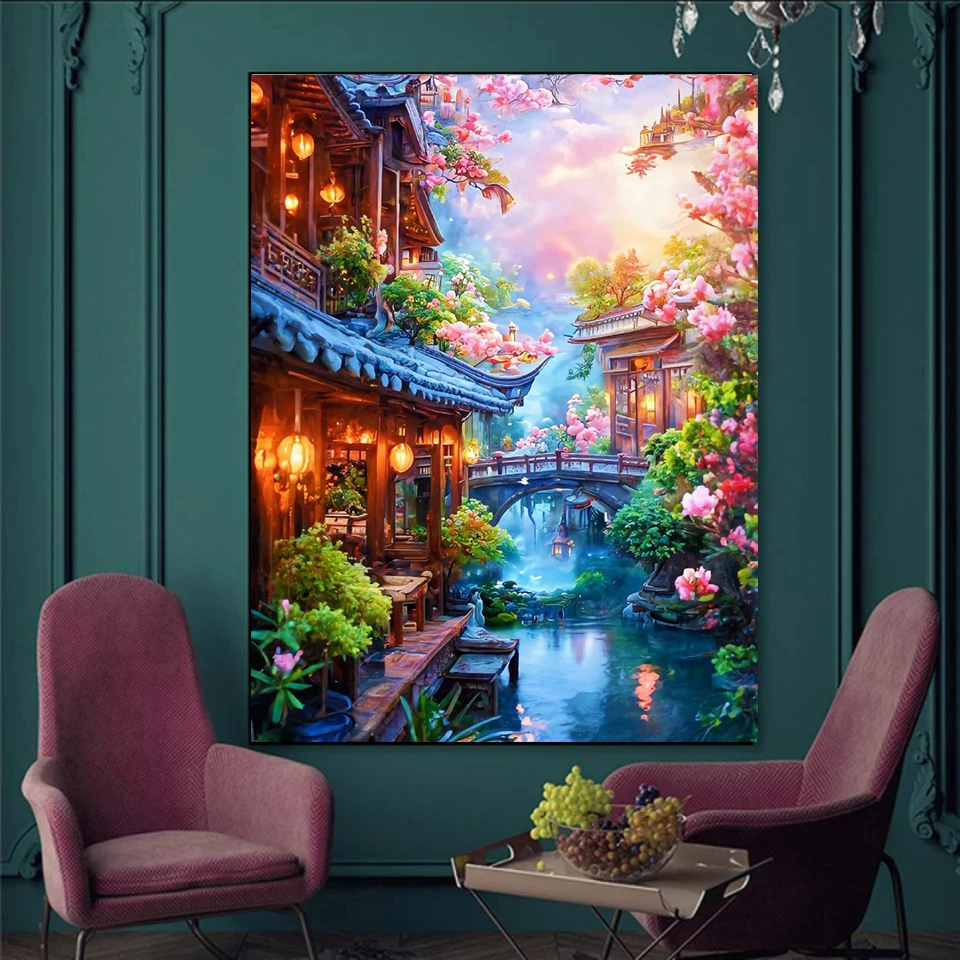 5D Diamond Paintings creek House Scenery New Arrivals Jewelry Embroidery Cross Stitch Kit Full Diamond Mosaic Diy Gift