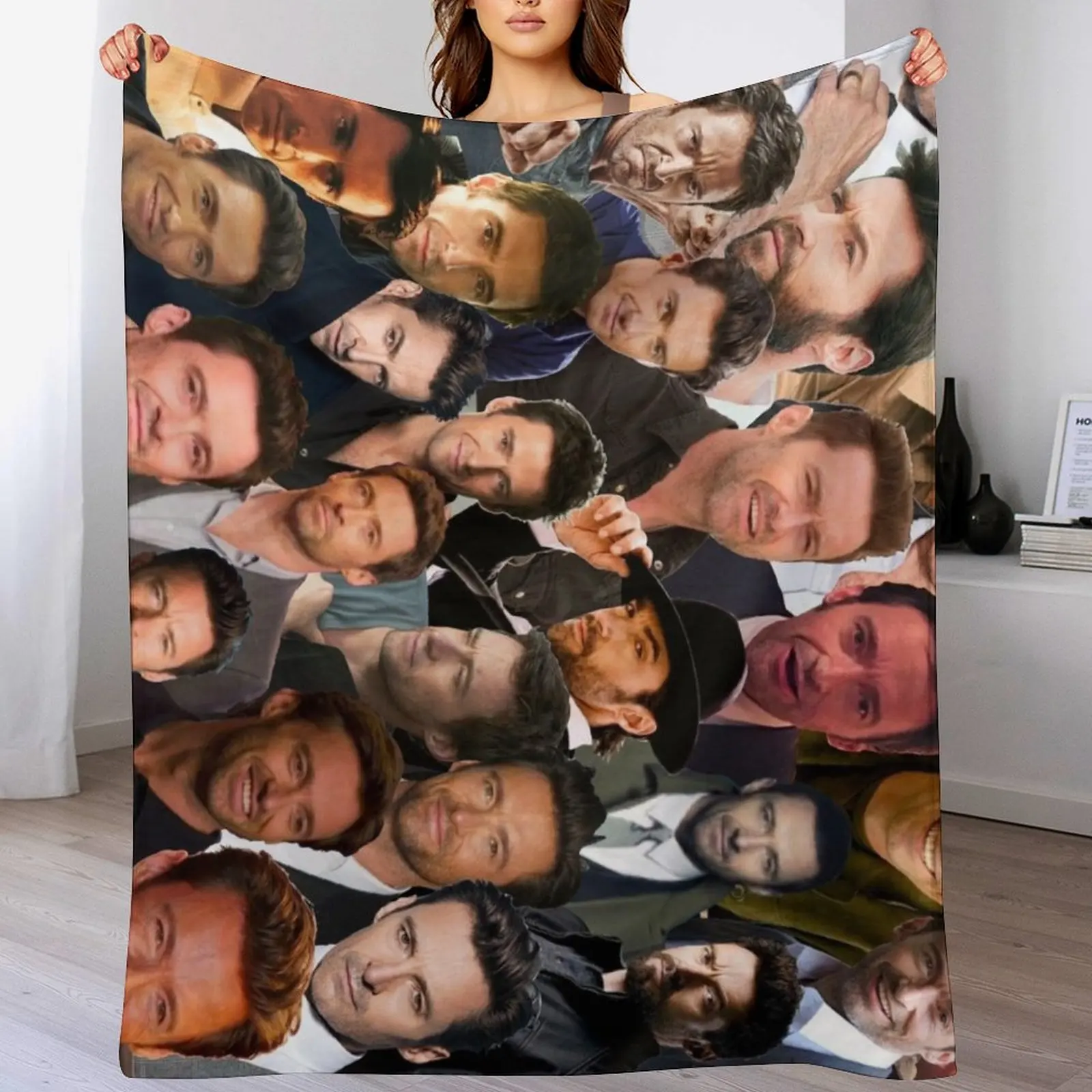 

Hugh Jackman Photo Collage Throw Blanket Summer Hairy Shaggy Flannel Blankets