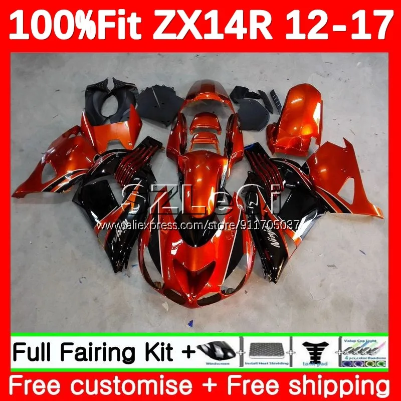 ZZR1400 For KAWASAKI NINJA ZX 14 14R ZX14R 12 13 14 15 16 17 118No.3 ZX-14R Orange black 2012 2013 2014 2015 2016 2017 Fairing