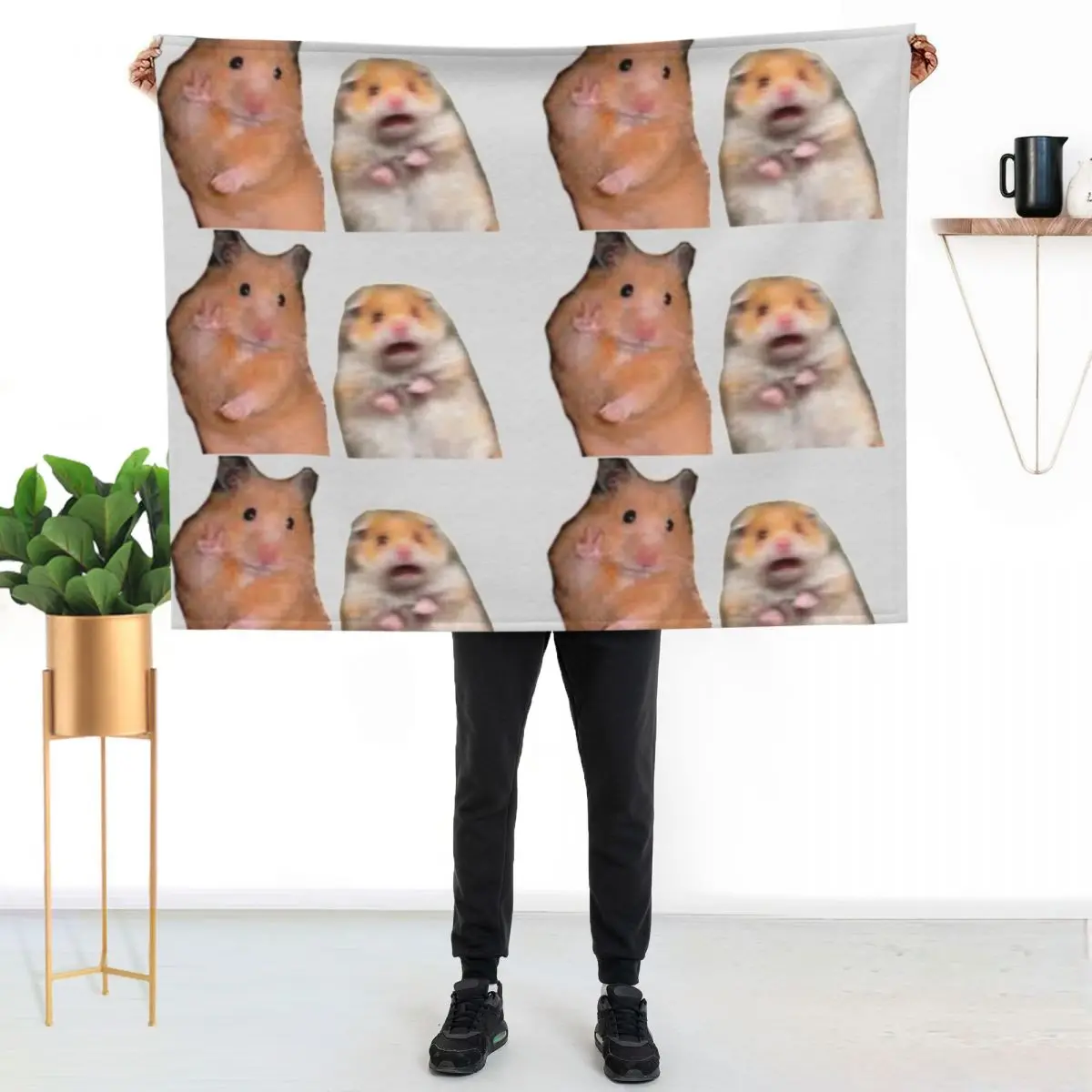 Hamster Meme Throw Blanket Multi-Purpose Hairys Summer Stuffeds Shaggy Beautifuls Blankets