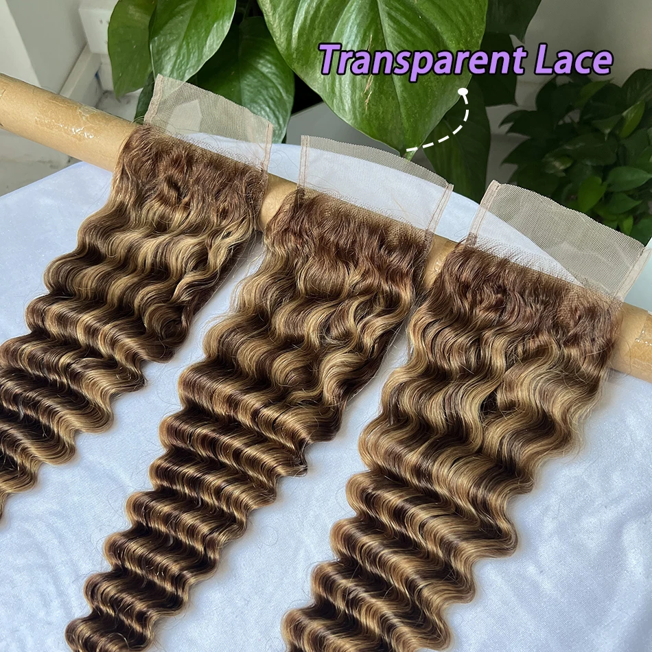 P4/27 تسليط الضوء على اللون 4x6 بوصة الدانتيل الشفاف إغلاق موجة عميقة الشعر البشري ابيض عقدة غير مرئية الدانتيل فيتنام الشعر الخام