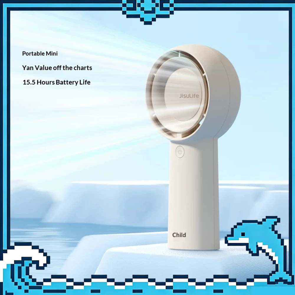 JisuLife FA43 Turbine Handheld Small Fan Multi Stage Pressurization Air Guide System Handheld Fan Light Weight Low Noise Gifts