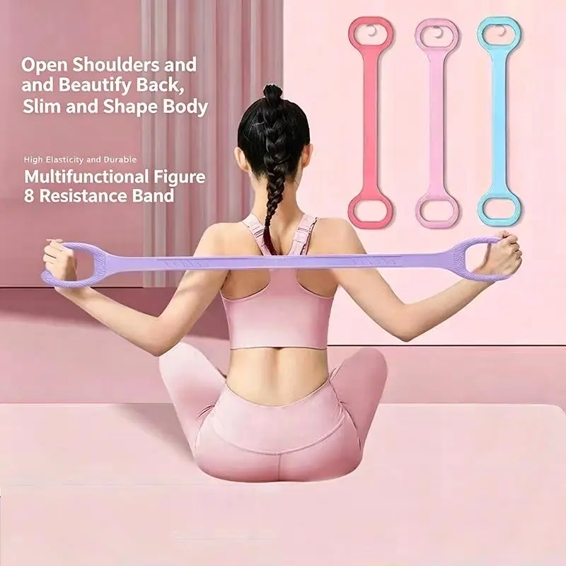 1/3Pcs 8-Shaped Resistance Band,Yoga Stretch Fitness Band For Back & Arm Training,Fitness Pull Rope Pilates Training Gym Tools