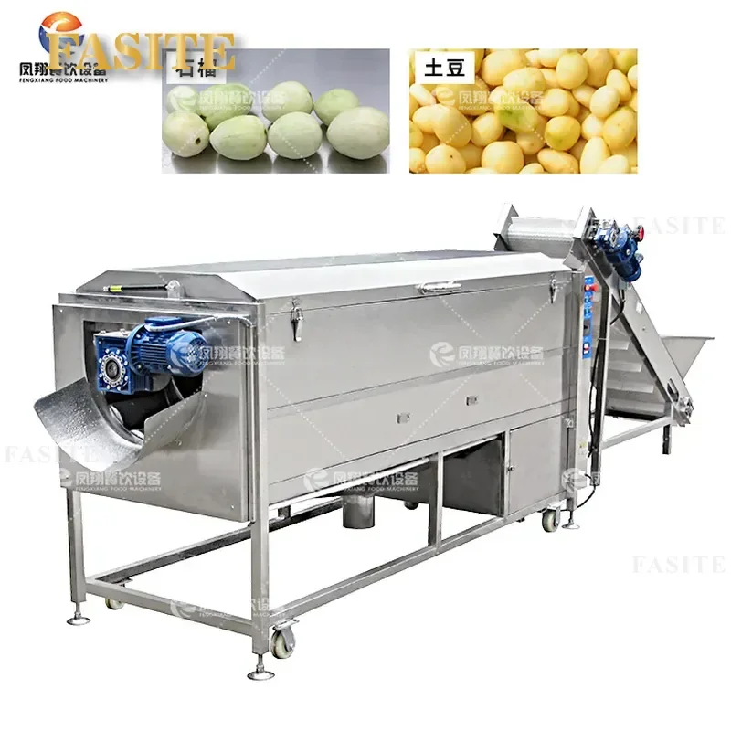 For Commercial Automatic Spiral Peeling Machine Potato Taro Rhizome Vegetable Cleaner Hair Roller Type High Efficiency