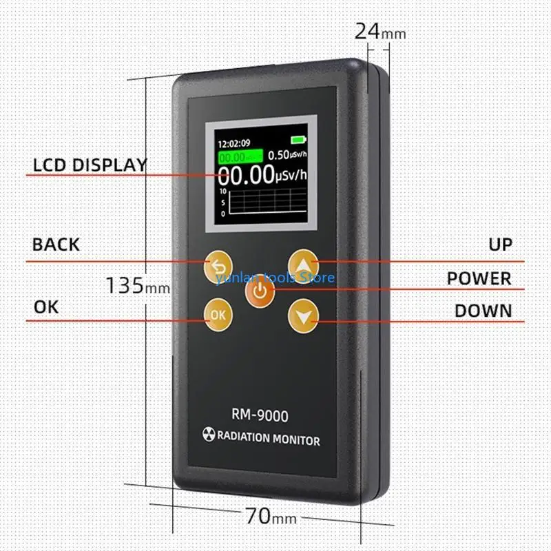 50 رطل دقة عالية Counter Counter Conviation Congect Monitor Display LCD Display 0.00 ～ 100μSV/H لمصنع المختبر