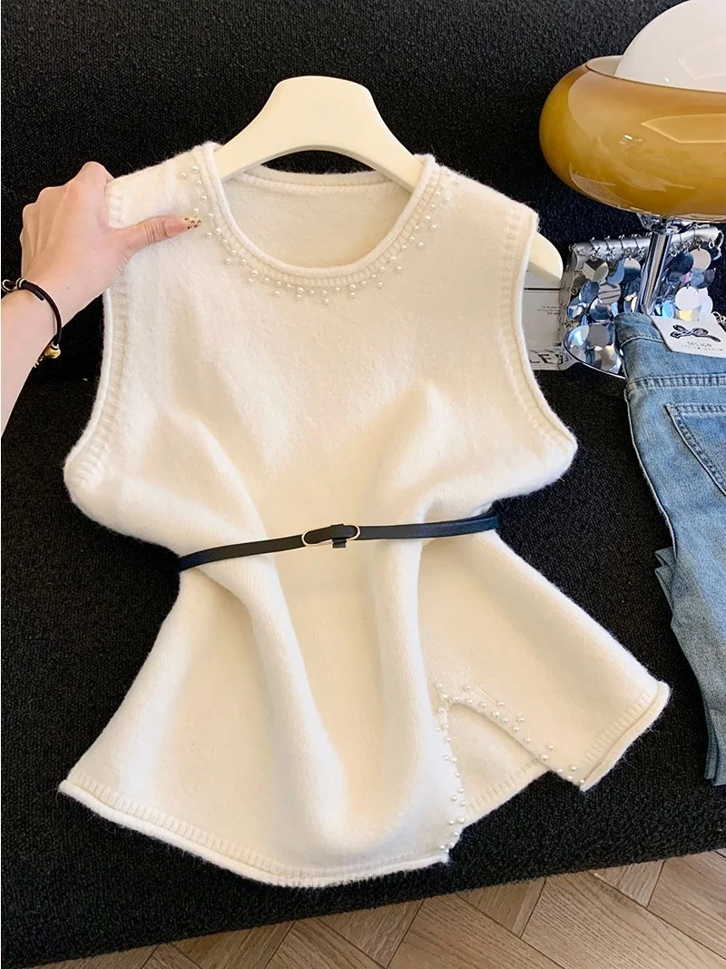 

Женский теплый жилет с высоким воротником и пайетками, модная осенне-зимняя одежда, высококачественная отделка