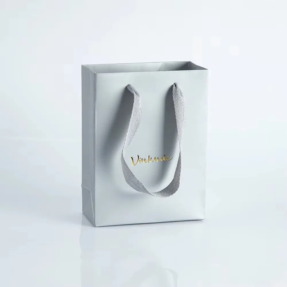 50pcs Vibrant Colors 12x6x16cm Paper Tote Bags Custom Logo Jewelry Bags Bulk Shopping Feast Wedding Birthday Souvenirs Packaging