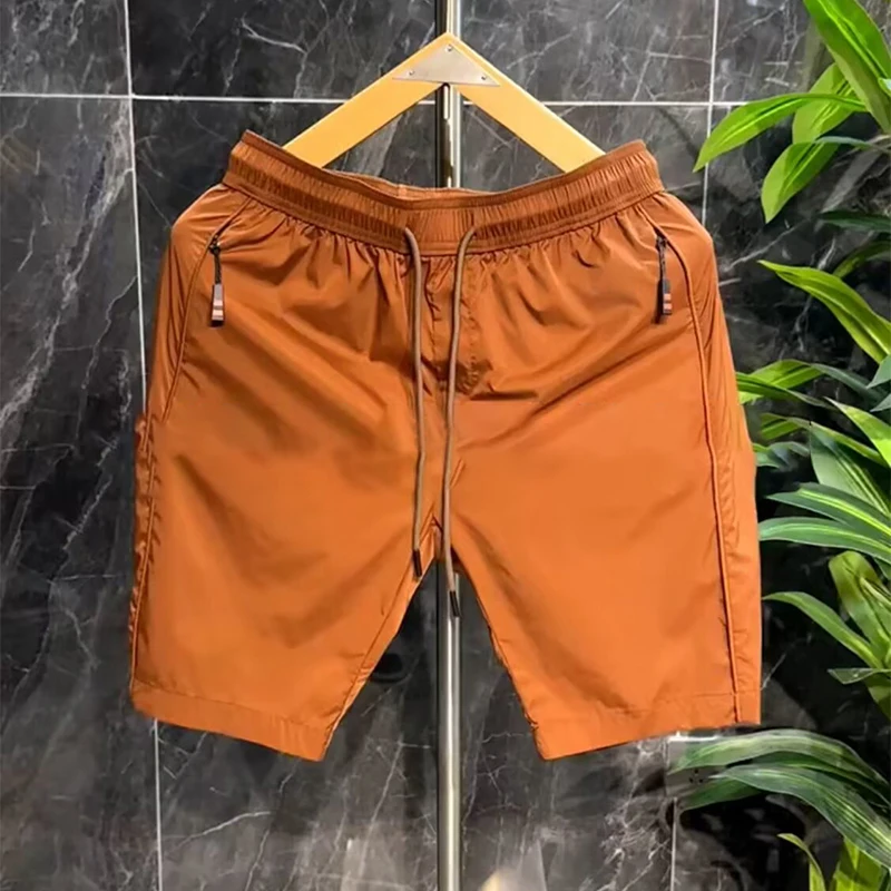 

Мужские шорты из ледяного шелка: летние, тонкие, свободные, быстросохнущие, спортивные, пляжные, повседневные, длиной до колена, универсальные, легкие