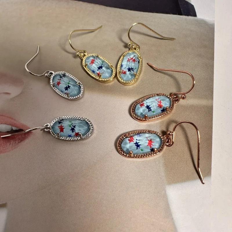 

YozyCraft Geometric Red White Blue Illusion Drop Dangle Earrings, Fashion Jewelry, Unique Gifts