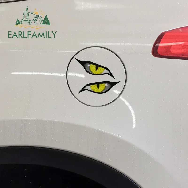 EARLFAMILY 13 cm x 9,5 cm für böse gelbe Augen, Wohnmobil, Motorrad, Autoaufkleber, Okklusion, kratzfest, wasserdicht, Windschutzscheibe, VAN, Anime-Aufkleber