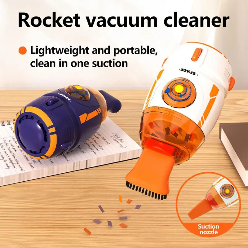 Portable Desktop Dust Cleaner Rocket-Shaped Handheld Vacuum Cleaner Strong Suction Desktop Cleaning Tool For Removing Pet Hair