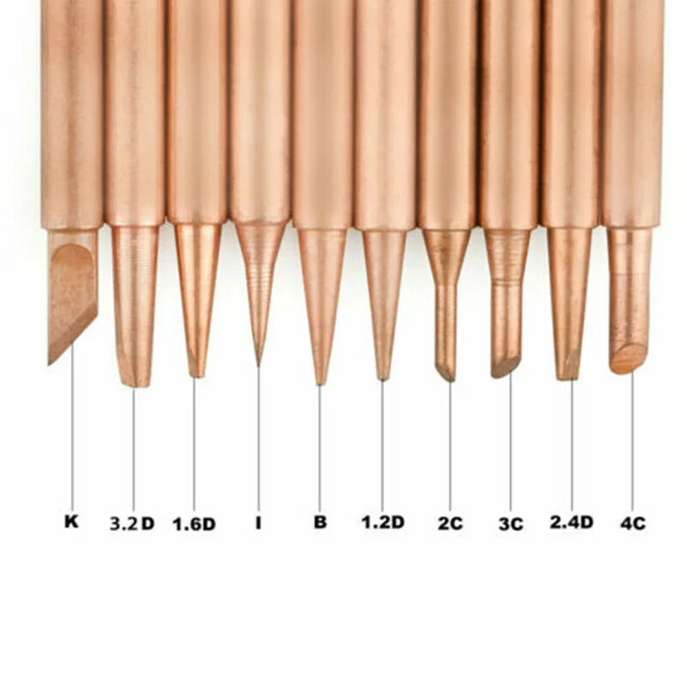 10pc/Set 900M-T Soldering Tip Pure Copper Electric Iron Head Series Solder Tool 900M, 933, 936, 937, 376, 907, 913, 951, 878D