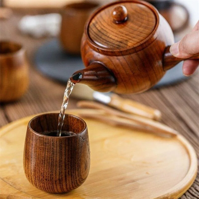 

Nature Wooden Teapot with Long Handle Portable Office Coffee Maker Tea Pot Kung Fu Kettle Teaware
