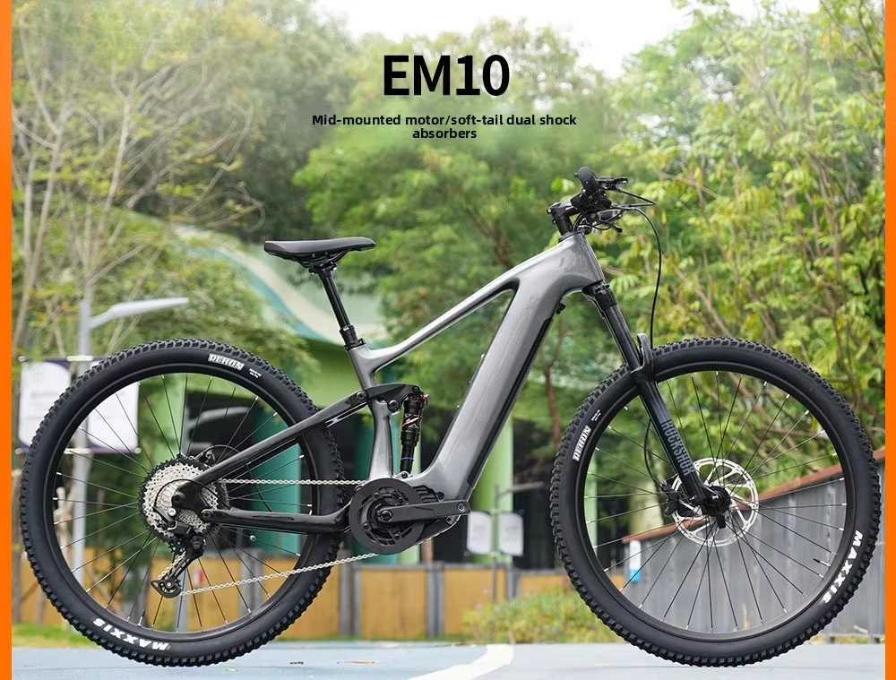 EM10 Electric Mountain Bike Soft Tail Carbon Fiber Frame Central Motor 12 Speed