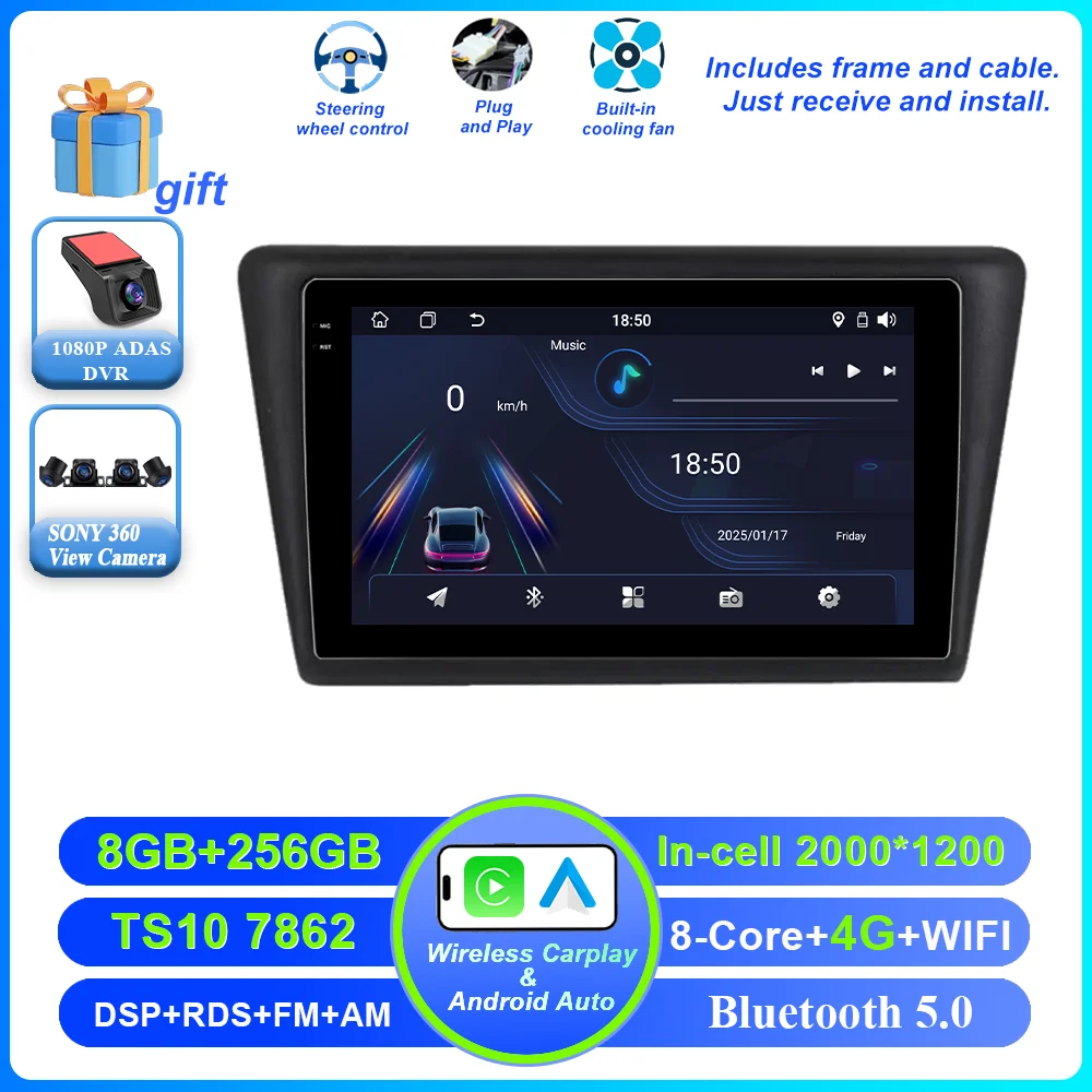 Android 16 Carplay Car Radio For VW Skoda Rapid 2013 2014 2015 2016 2017 2018 2019 Seat Toledo 2015 - 2018 GPS Multimedia Stereo image 3